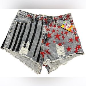 NWT Harley Quinn Birds Of Prey Denim Shorts - Stars and Stripes